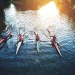 Team of rowing people