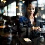 Woman waiting at a cafe